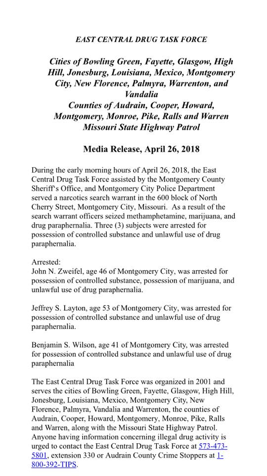 Three Arrested In Montgomery City Drug Bust