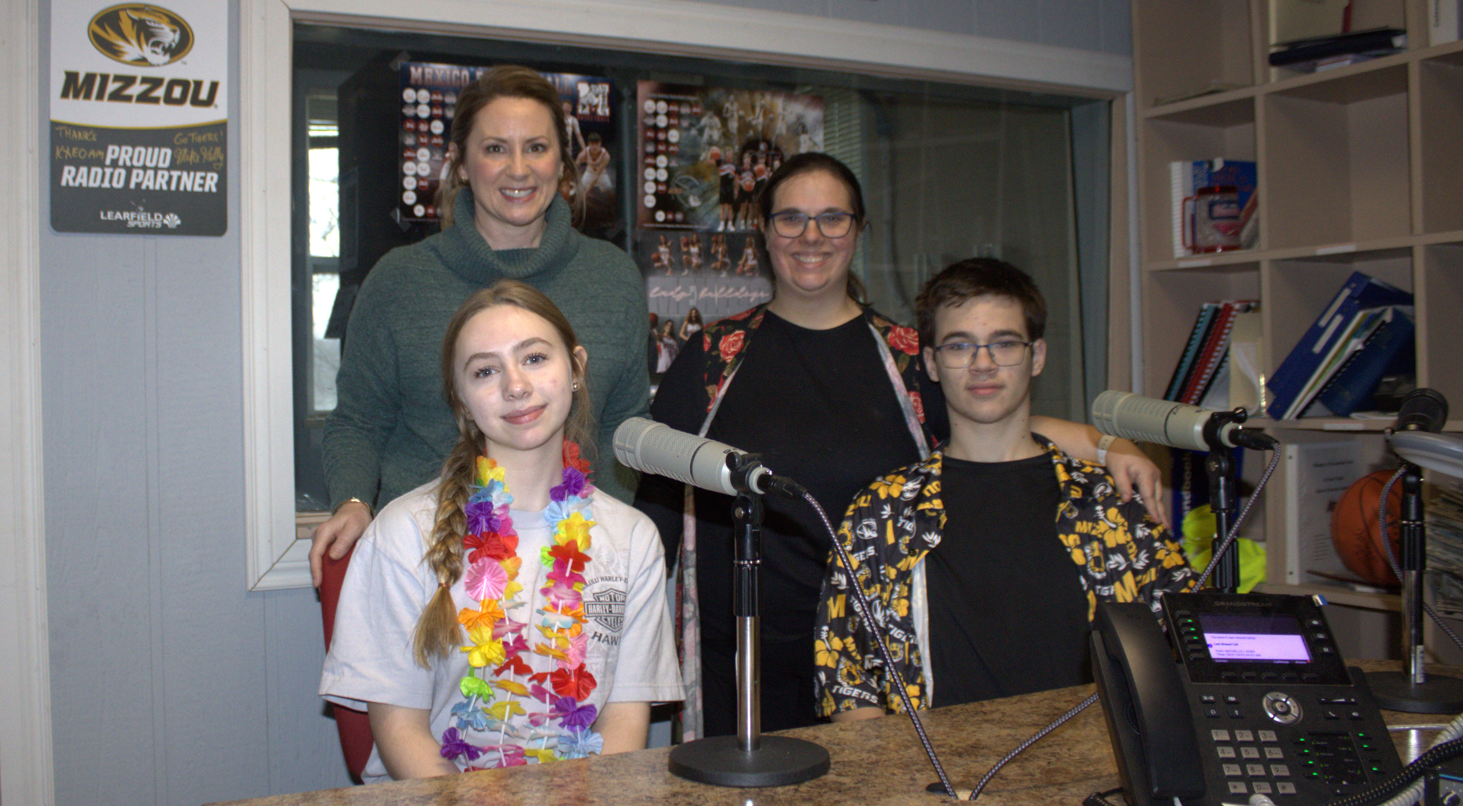 Caroline Fisher, Isaac Farnell, Theresa Farnell And Amy Fisher From St. Brendan Catholic School Talk Catholic Schools Week On AM 1340 KXEO Am I Awake Morning Show