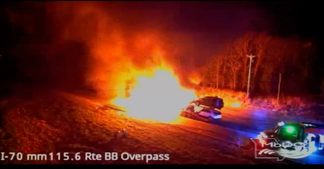 Car Hauler catches fire on I-70